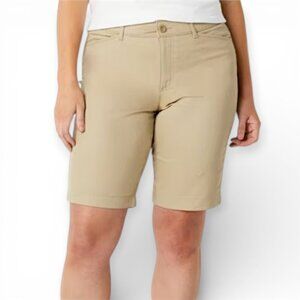 St. John’s Bay Bermuda Shorts Women’s 30W 24W Cotton Stretch Twill Mid Length